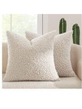 MIULEE Pack of 2 Throw Pillow Covers 22x22 inch Neutral Light Beige Faux Fur